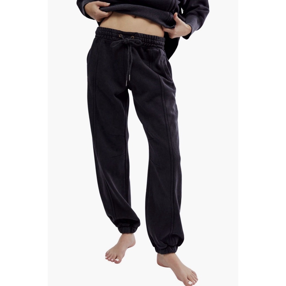 Free People Movement Sprint to Finish Seamed Sweatpants Sz S Black Athleisure